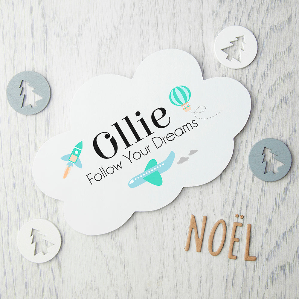 Personalised Follow Your Dreams Cloud Wall Hanging