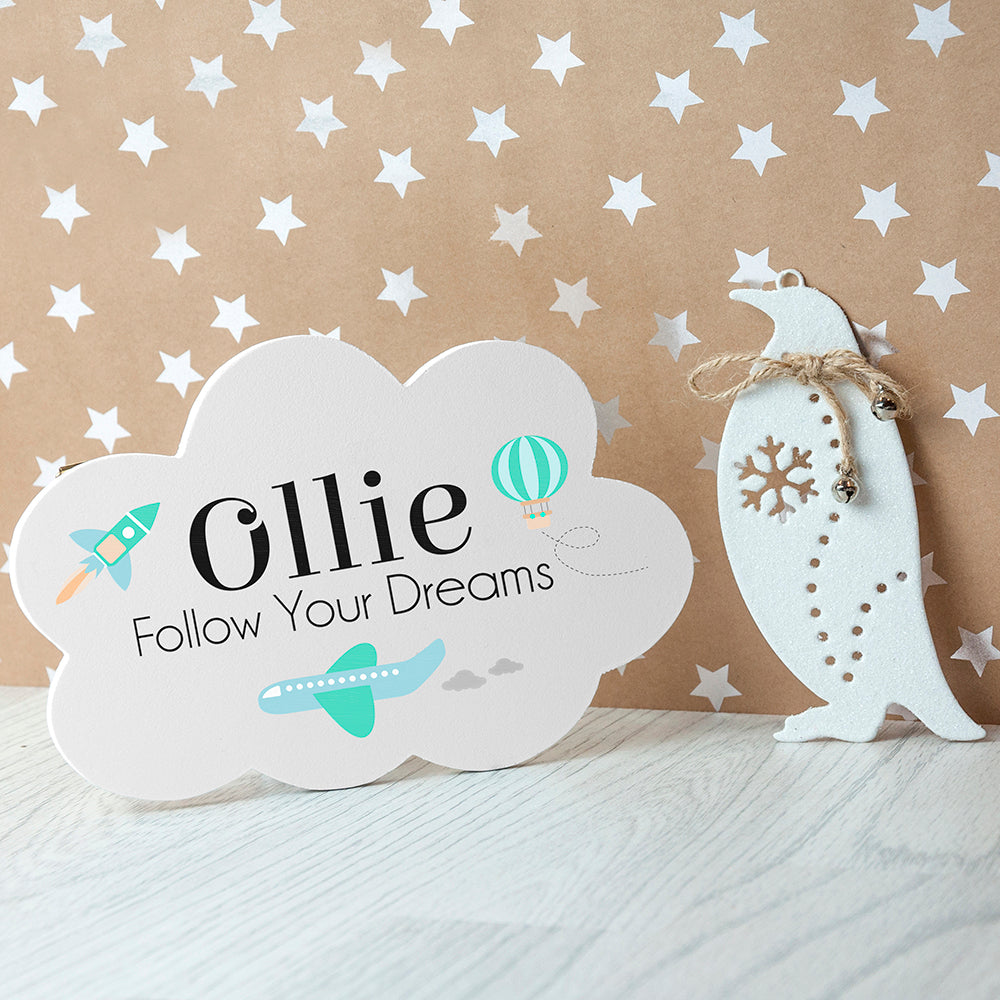 Personalised Follow Your Dreams Cloud Wall Hanging
