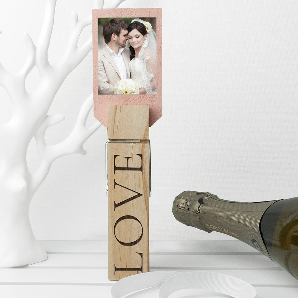 Personalised Wooden Peg Photo Holder