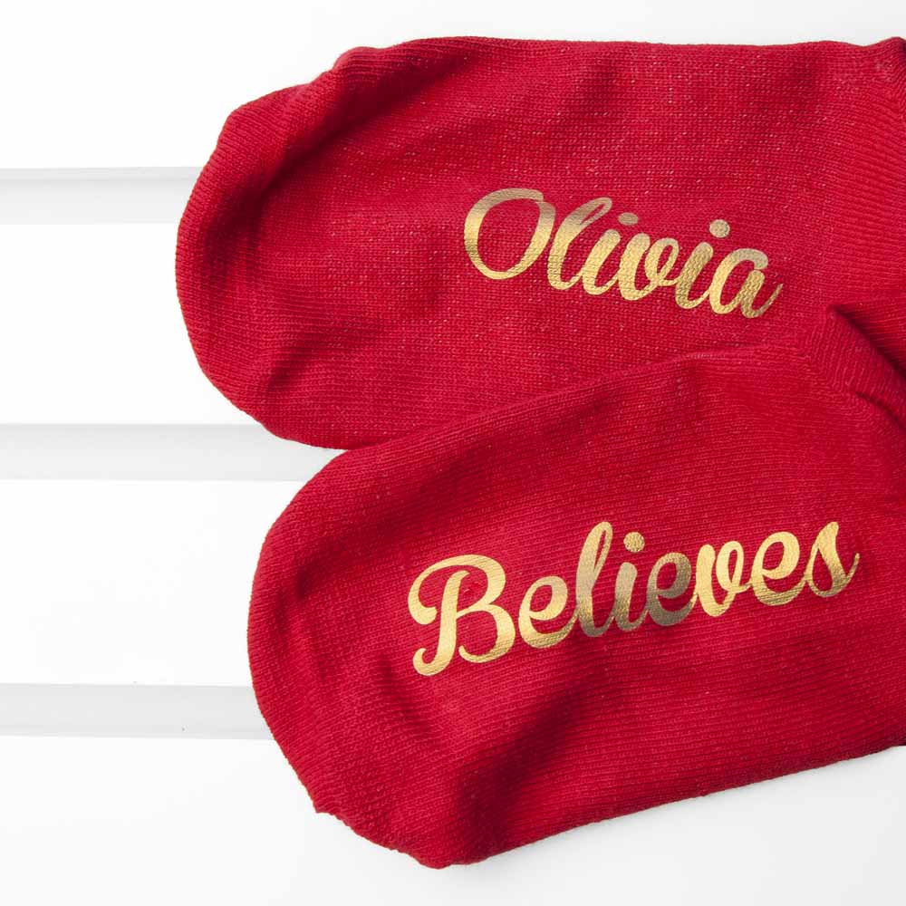 Personalised Kids Crimson & Gold Christmas Day Socks