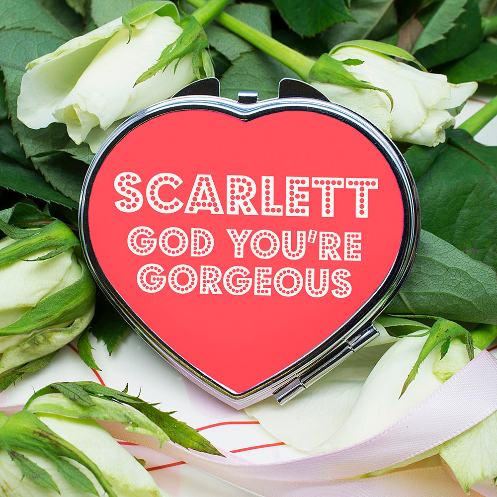 You're Gorgeous! Personalised Heart Compact Mirror
