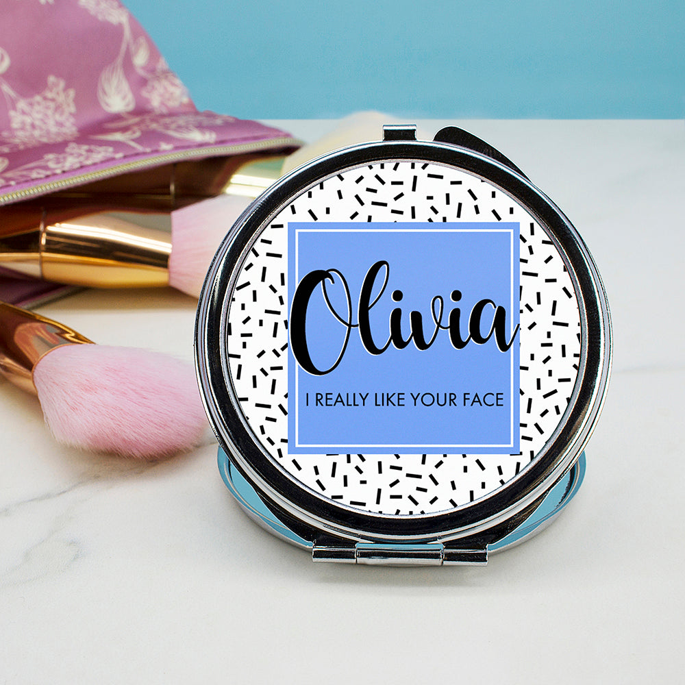 Personalised I Really Like Your Face Round Compact Mirror