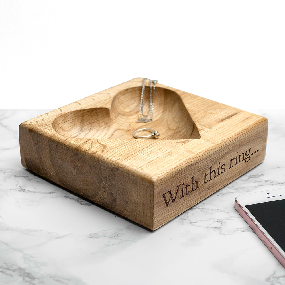 Personalised Solid Oak Trinket Dish