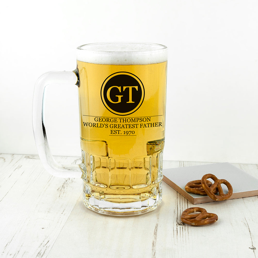 Initials Circled Beer Glass Tankard