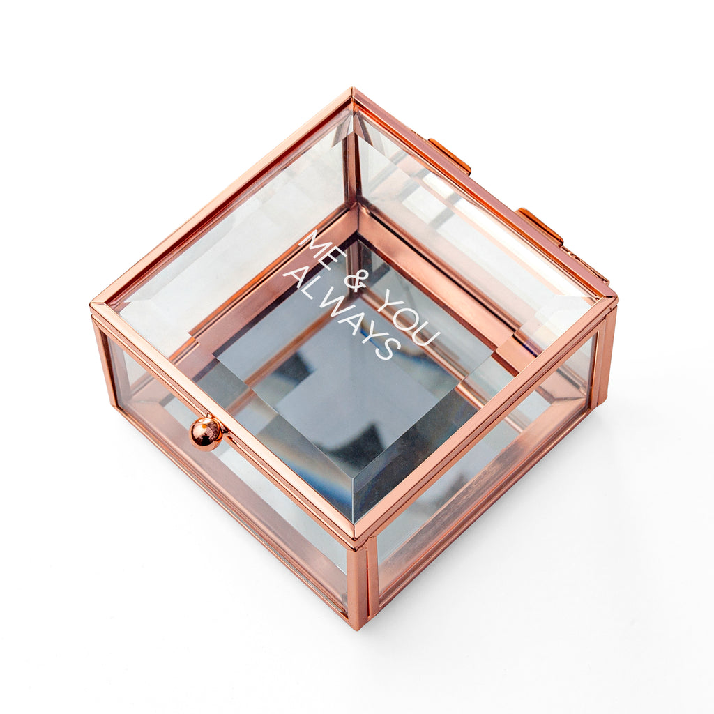 Personalised Rose Gold Glass Trinket Box