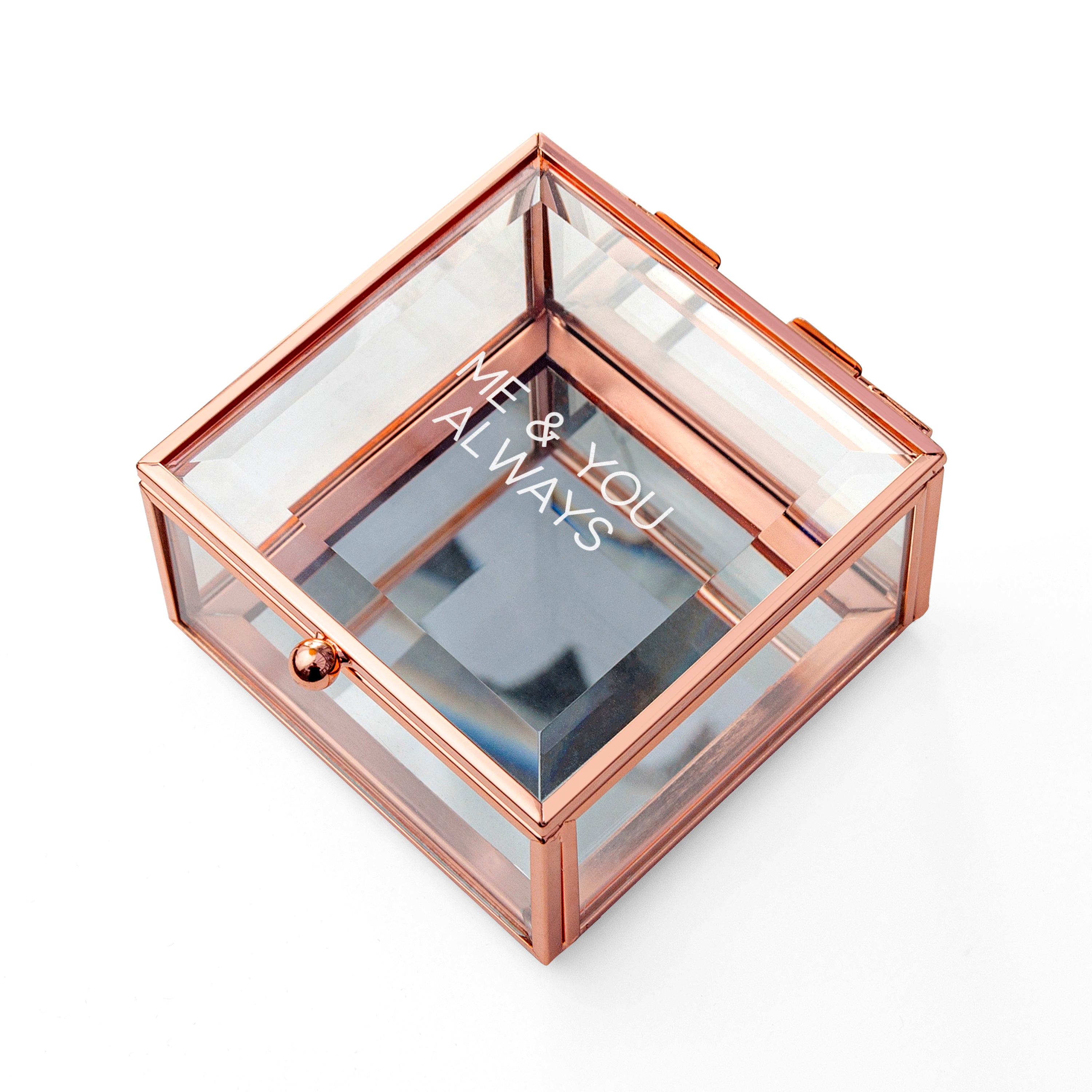 Personalised Rose Gold Glass Trinket Box