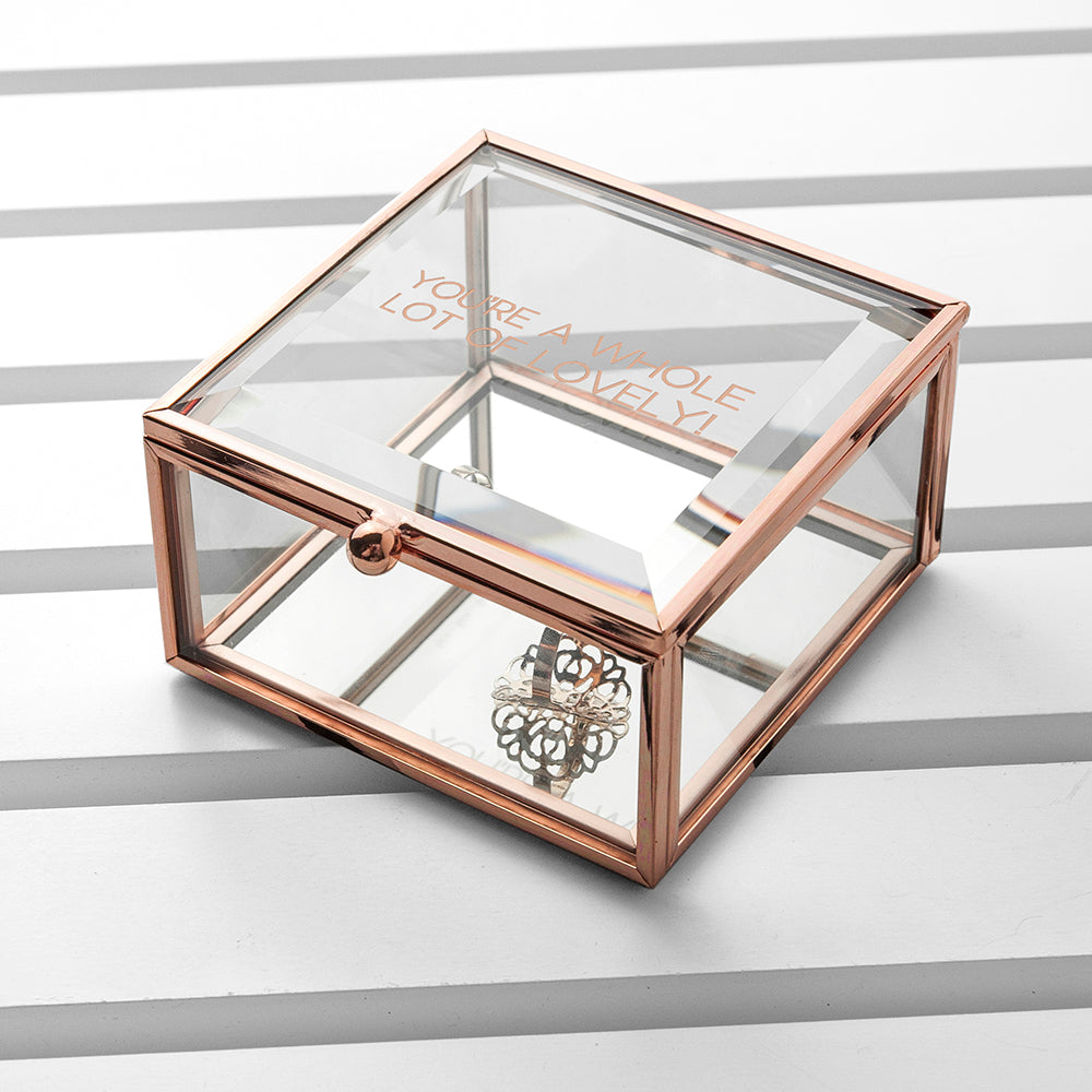 Personalised Rose Gold Glass Trinket Box