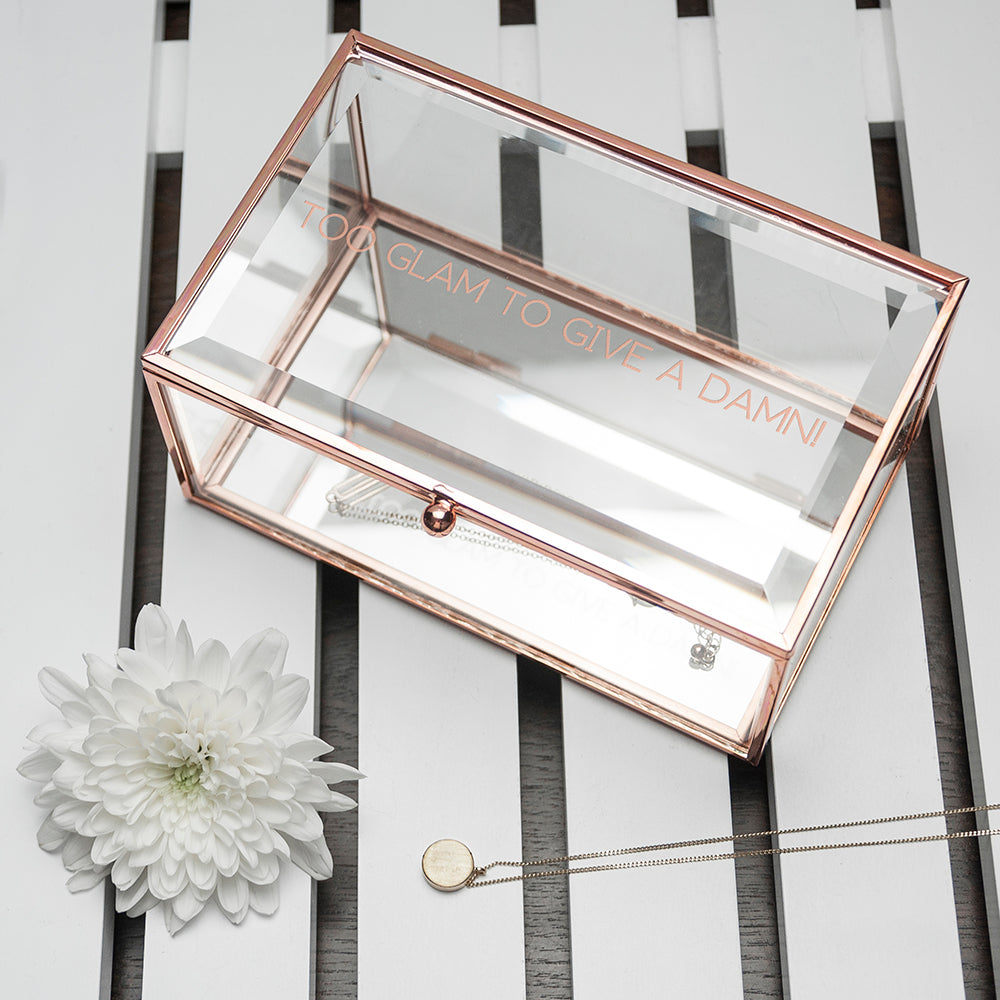 Personalised Rose Gold Glass Jewellery Box