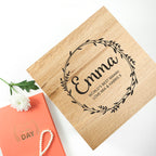 Personalised Wreath Mother's Day Large Oak Photo Cube