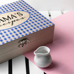 Personalised Gingham Blue Recipe Box