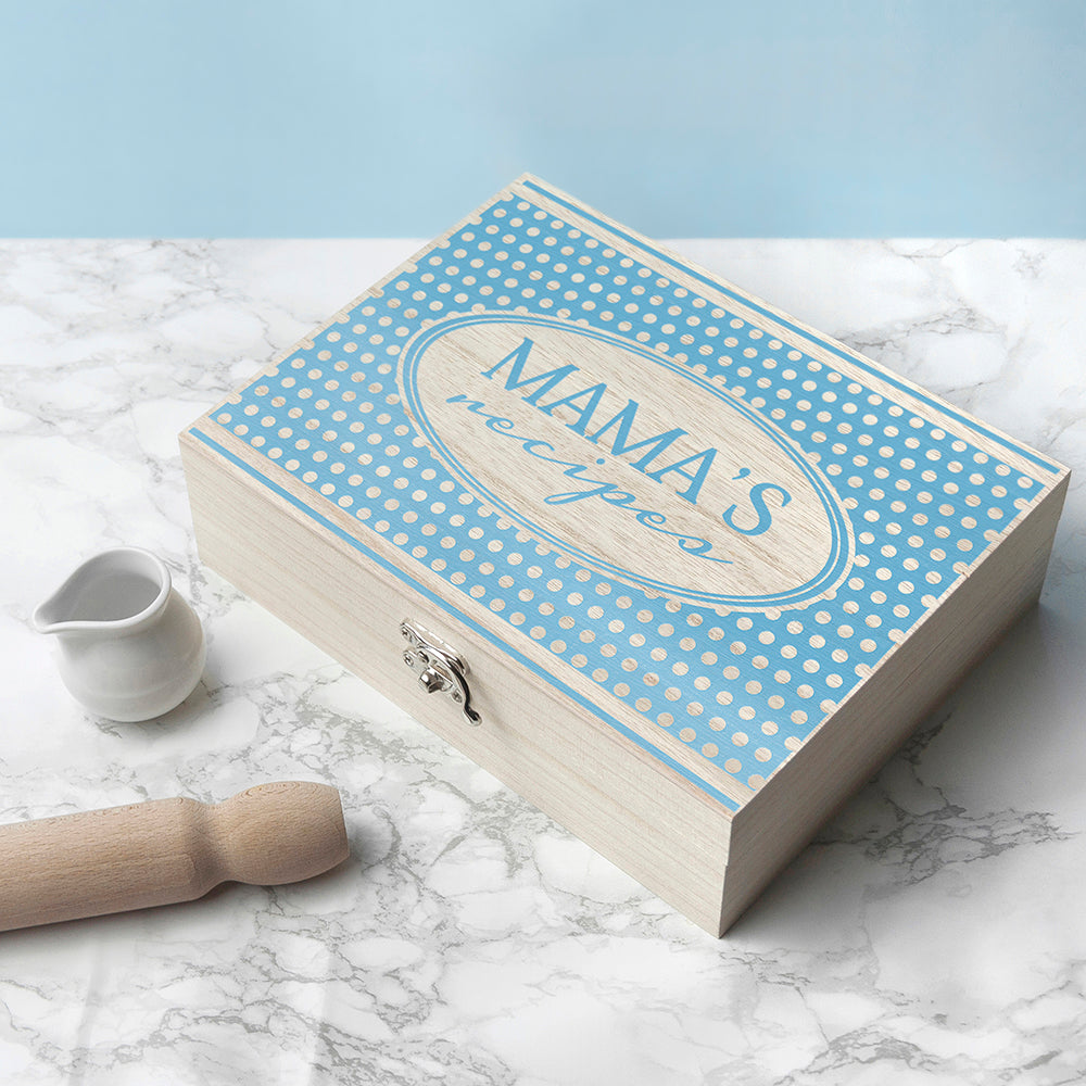 Personalised Retro Polka Dot Recipe Box