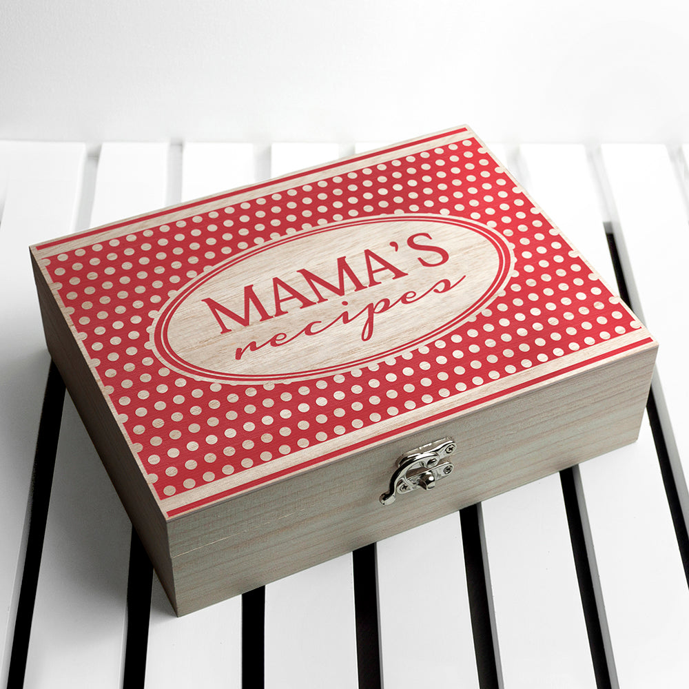 Personalised Retro Polka Dot Recipe Box