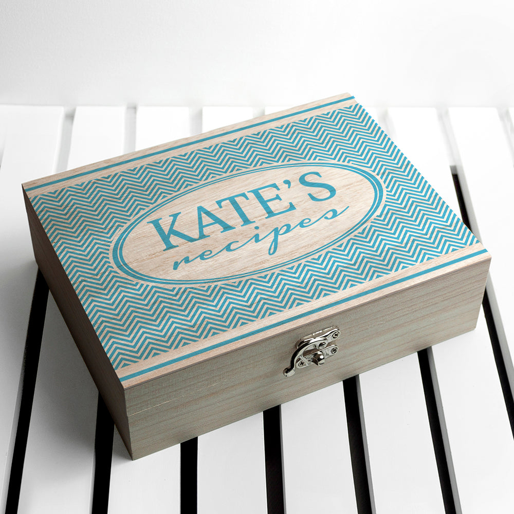 Personalised Retro Chevron Recipe Box