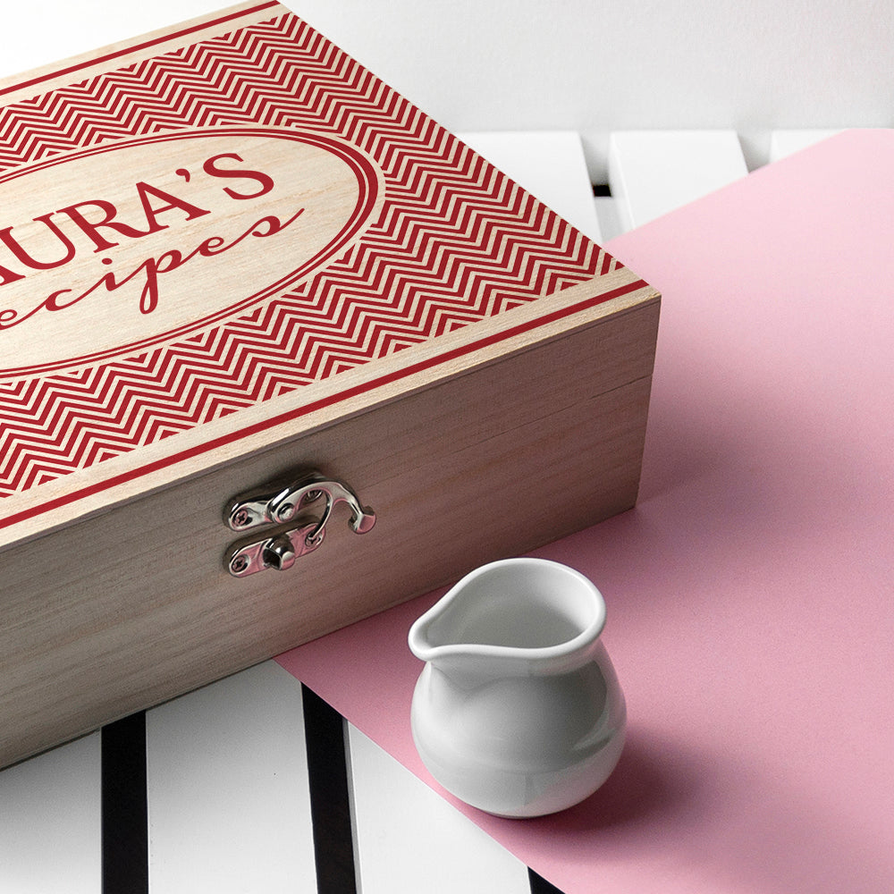 Personalised Retro Chevron Recipe Box