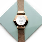 Personalised Rose Gold Mesh Strapped Watch With White Dial