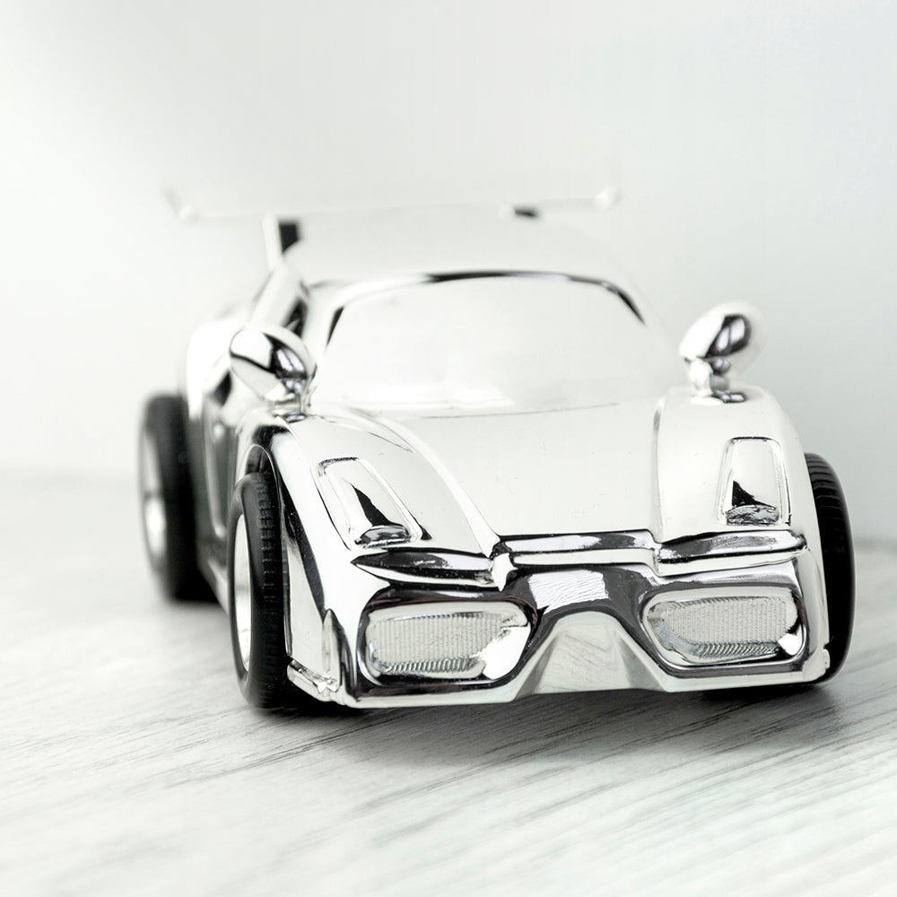 Personalised Silver Plated Sports Car Money Box