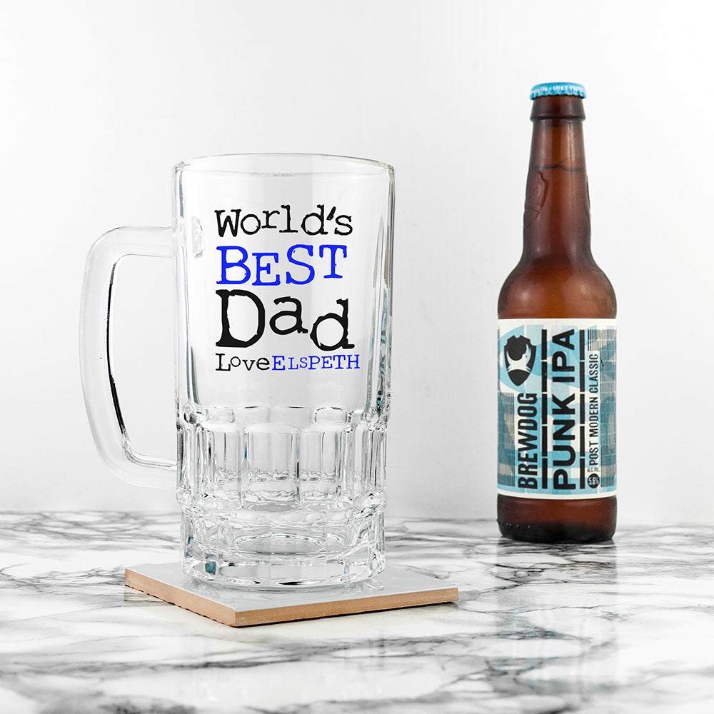 Personalised World's Best Dad Beer Glass Tankard