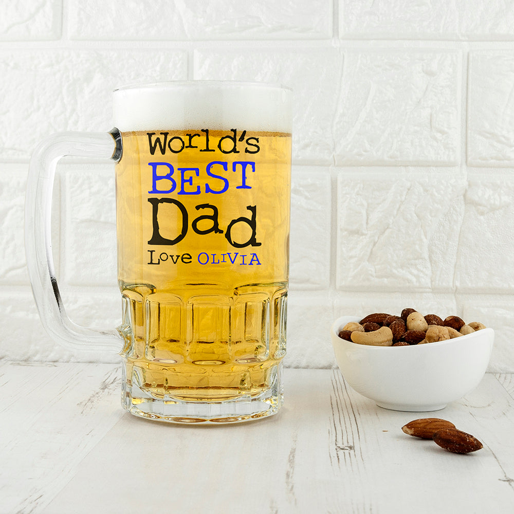 Personalised World's Best Dad Beer Glass Tankard