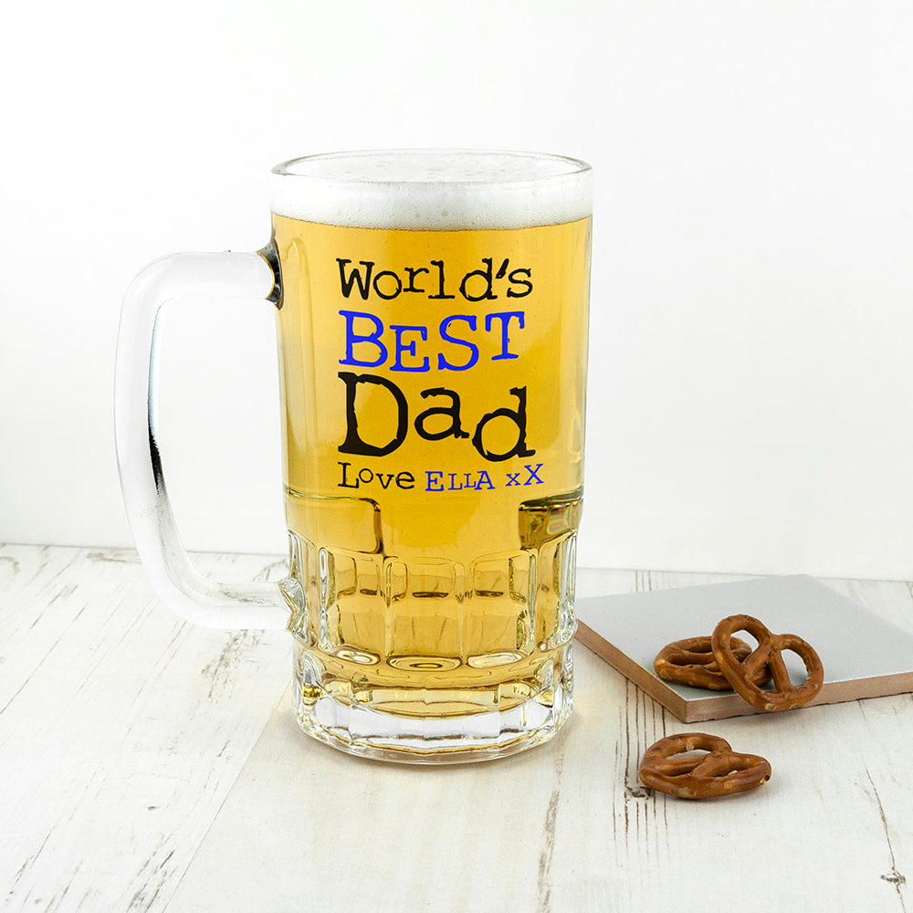 Personalised World's Best Dad Beer Glass Tankard