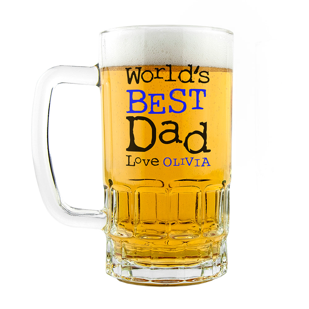 Personalised World's Best Dad Beer Glass Tankard