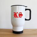 Medieval Initials White Travel Mug