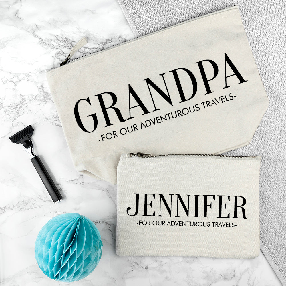 Personalised Daddy & Me Cream Wash Bags