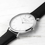 Men's Modern-Vintage Personalised Leather Watch In Black