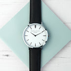 Men's Modern-Vintage Personalised Leather Watch In Black