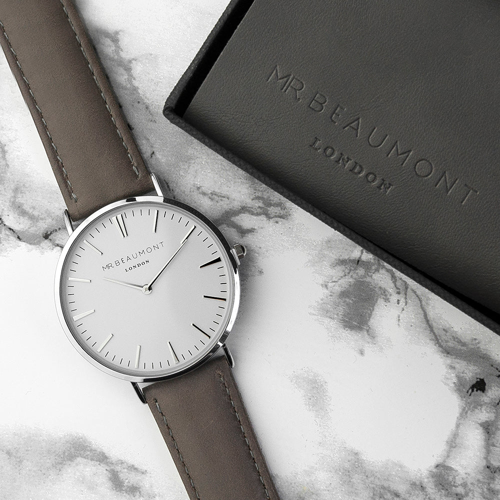 Men's Modern-Vintage Personalised Leather Watch In Ash
