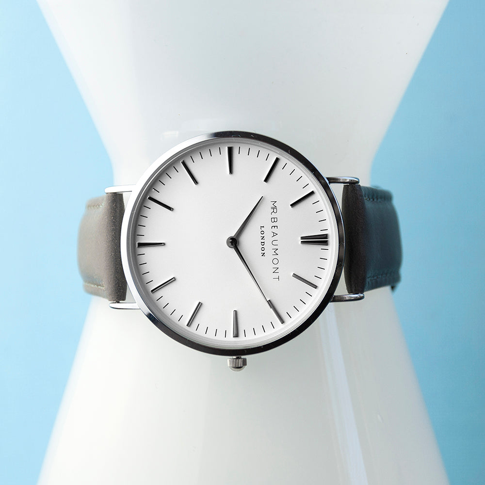 Men's Modern-Vintage Personalised Leather Watch In Ash