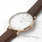 Men's Modern-Vintage Personalised Leather Watch In Brown