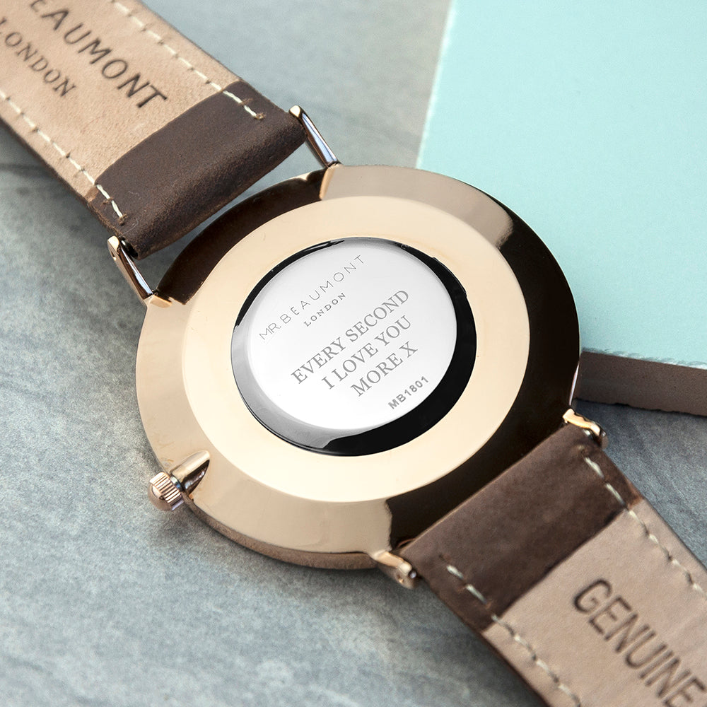 Men's Modern-Vintage Personalised Leather Watch In Brown