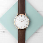 Men's Modern-Vintage Personalised Leather Watch In Brown