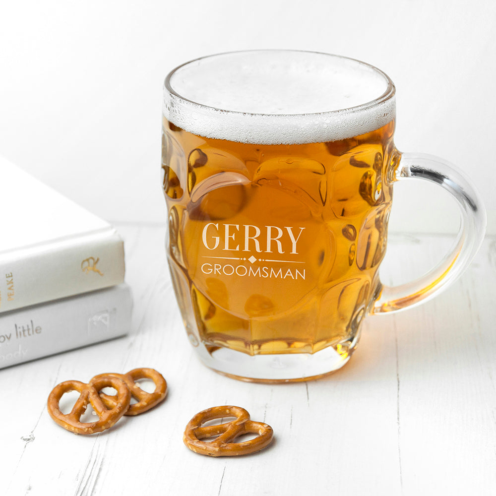 Personalised Wedding Dimpled Beer Glass