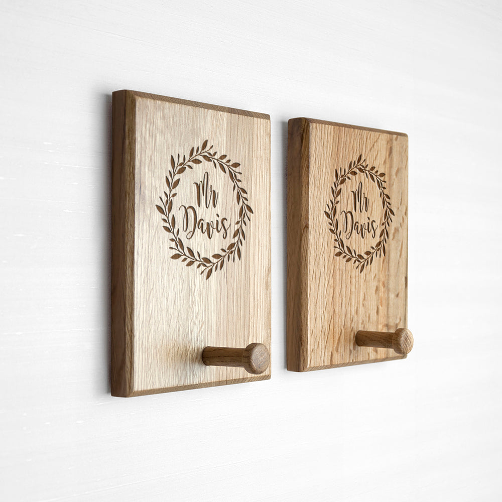 Personalised Couples Wreath Peg Hook Set