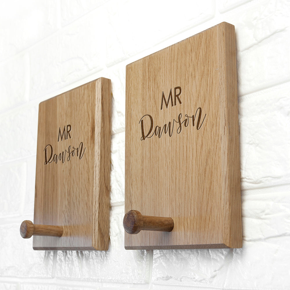 Personalised Contemporary Couples Peg Hook Set