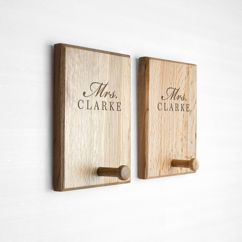 Personalised Stylish Couples Peg Hook Set