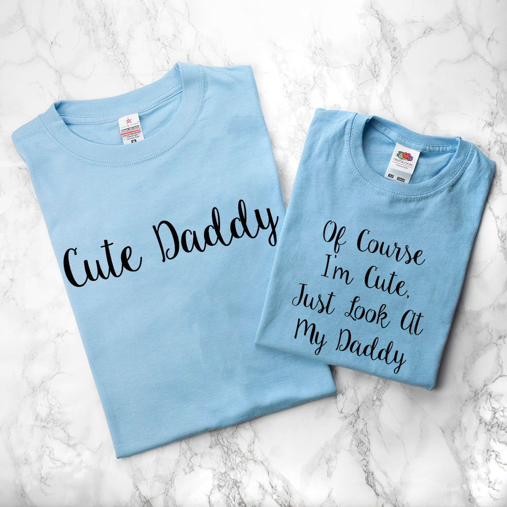 Personalised Daddy and Me Cuties Blue T-Shirts