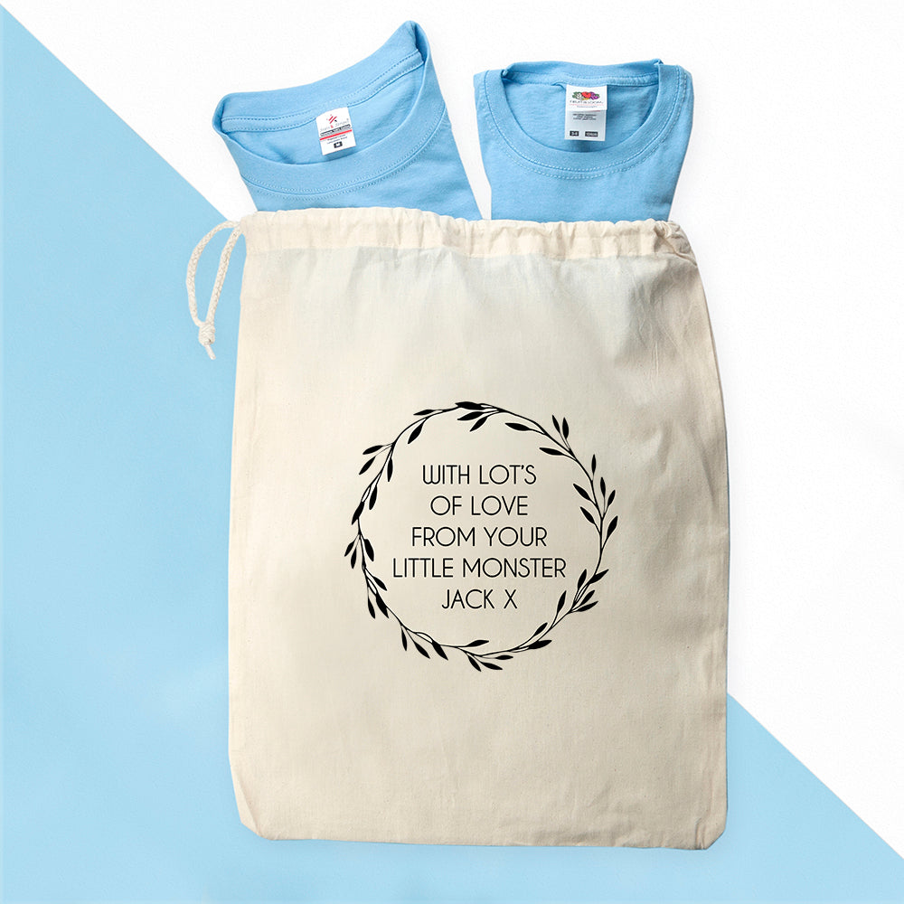 Personalised Daddy and Me Little Monster Blue T-Shirts