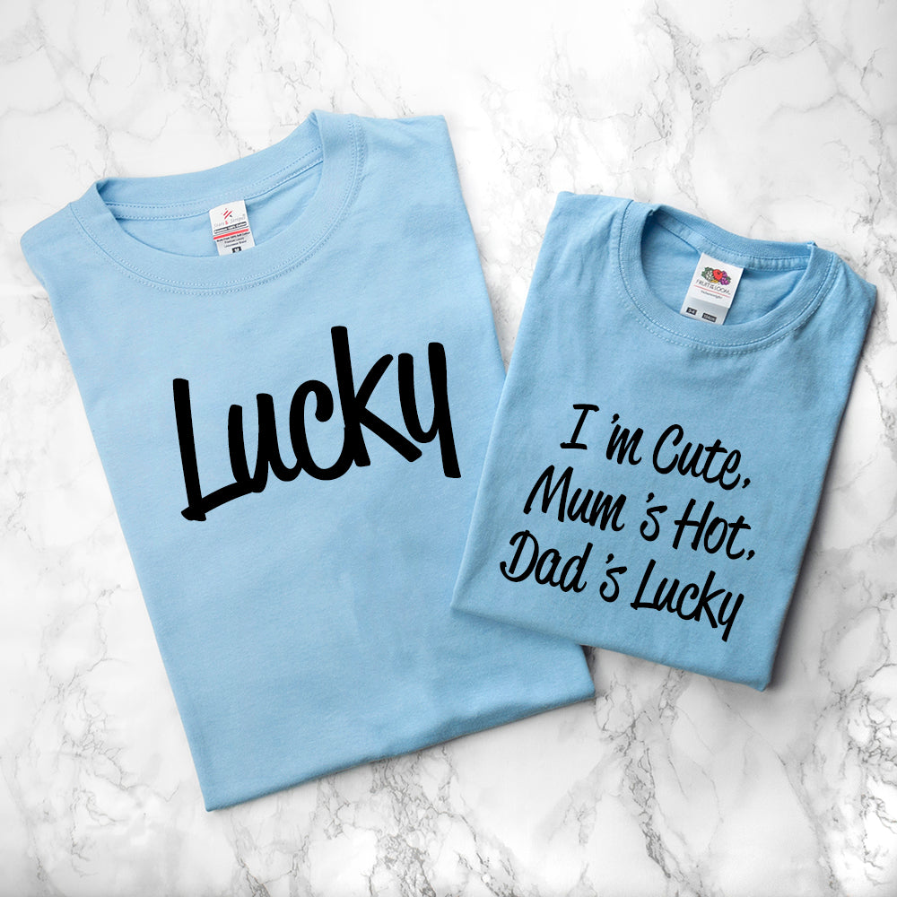 Personalised Daddy and Me Lucky Blue T-Shirts