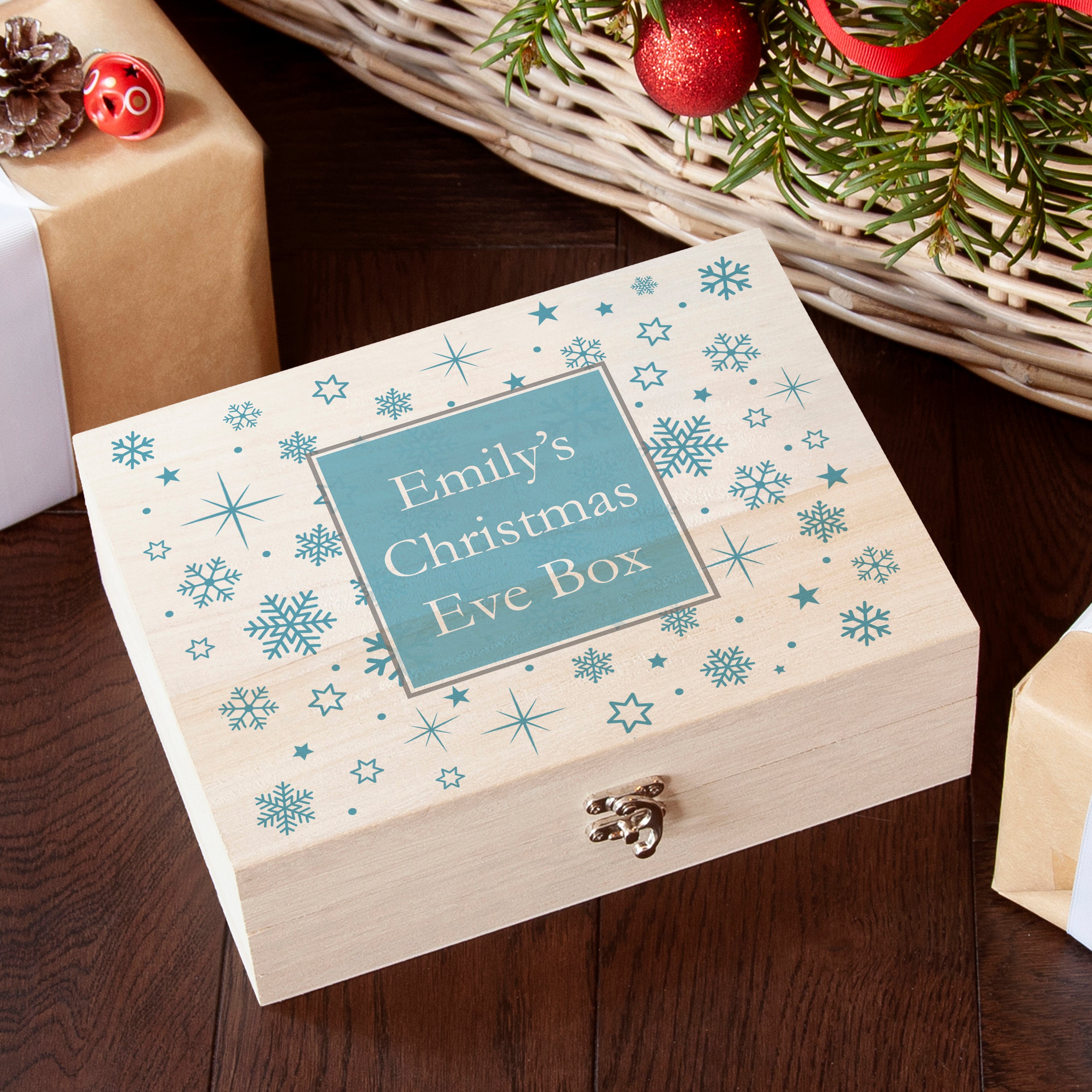 Personalised Ice Blue Snowflake Christmas Eve Box