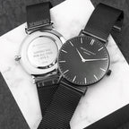 Personalised Men's Metallic Charcoal Grey Watch With Black Face