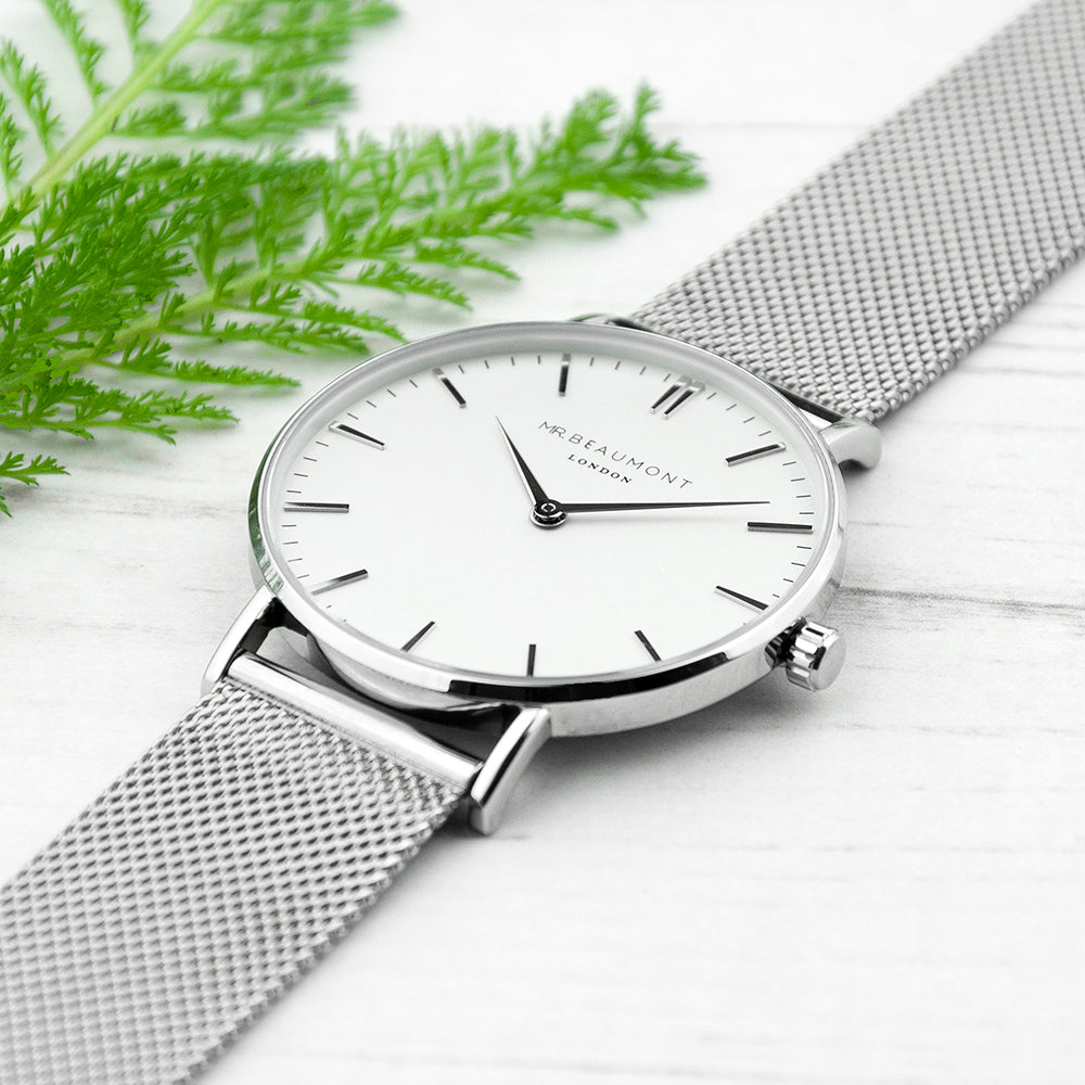 Personalised Men's Metallic Silver Watch