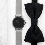 Personalised Men's Metallic Silver Watch With Black Face