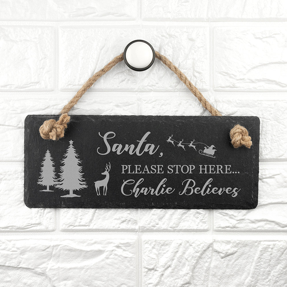 Personalised We Believe Slate Hanging Sign