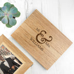 Personalised Classic Mr & Mrs Midi Oak Photo Cube Keepsake Box