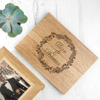 Personalised Floral Framed Couples' Midi Oak Photo Cube Keepsake Box