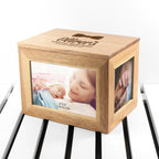 Personalised Baby's Special Memories Midi Oak Photo Cube Keepsake Box