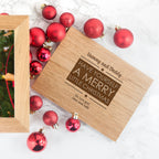 Personalised Merry Christmas Midi Oak Photo Cube Keepsake Box