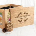 Personalised Happy Mother's Day Midi Oak Photo Cube Keepsake Box